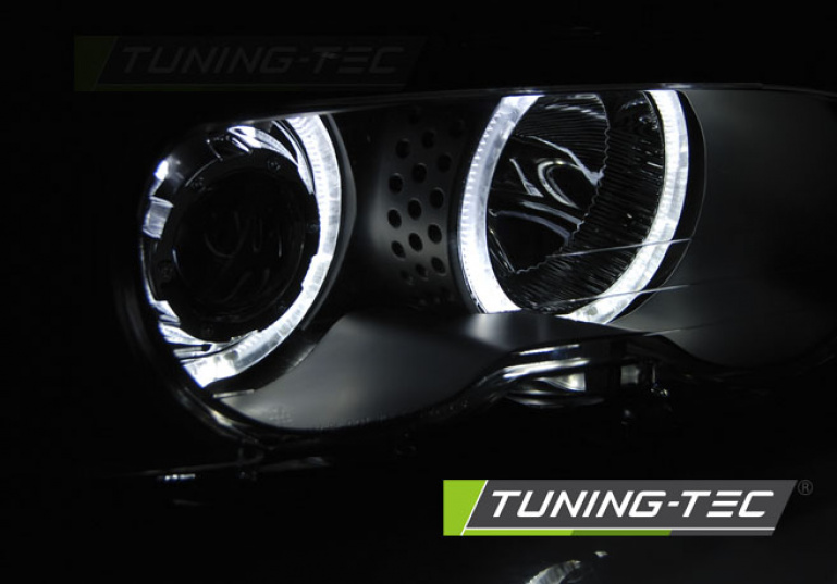 LED Angel Eyes Scheinwerfer für BMW 3er E46 Coupe / Cabrio 99-03 schwarz Set
